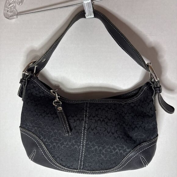 Vintage Coach Small C Signature Mini SoHo Shoulder Bag Purse Black Y2K Leather